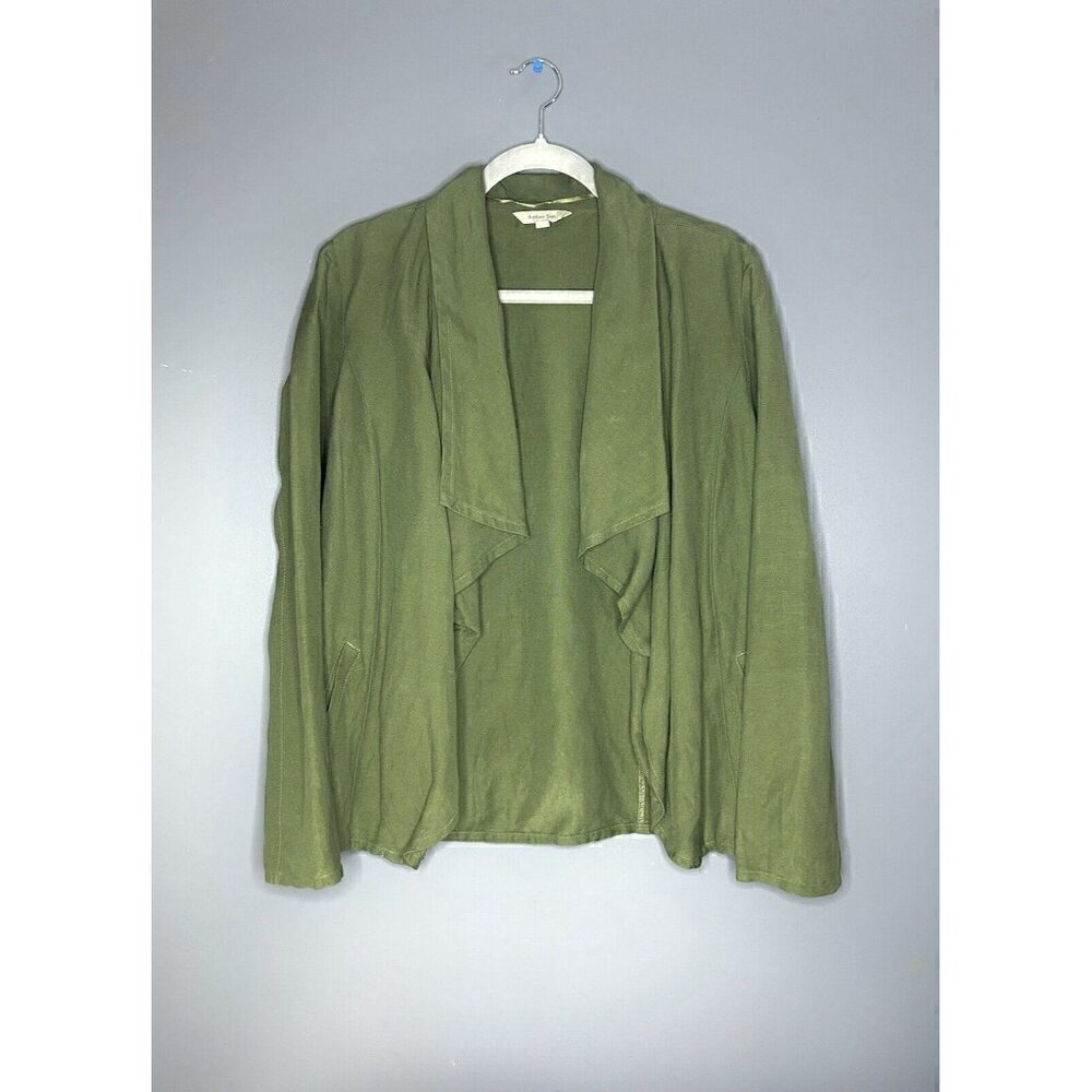 Amber Sun Open Front Linen Rayon Cardigan Jacket Blazer M Lagenlook Spring Flowy